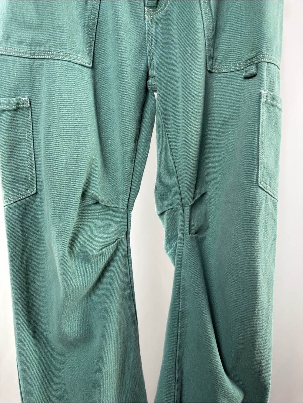 Lioness Cotton Wide Leg Denim Cargo Pants in Teal Size Small - Picture 3 of 8